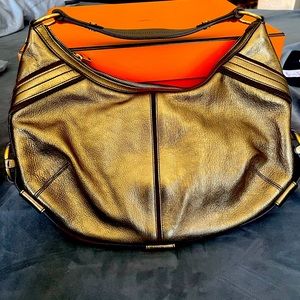 YSL hobo bag gold/bronze satin lining.